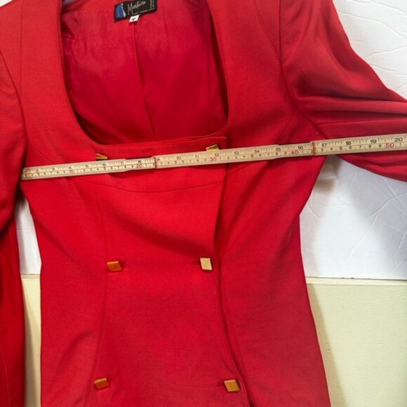CLAUDE MONTANA Vintage 80s Tailored Blazer Jacket Futuristic Top Rare Red Wool 8 - Picture 14 of 16